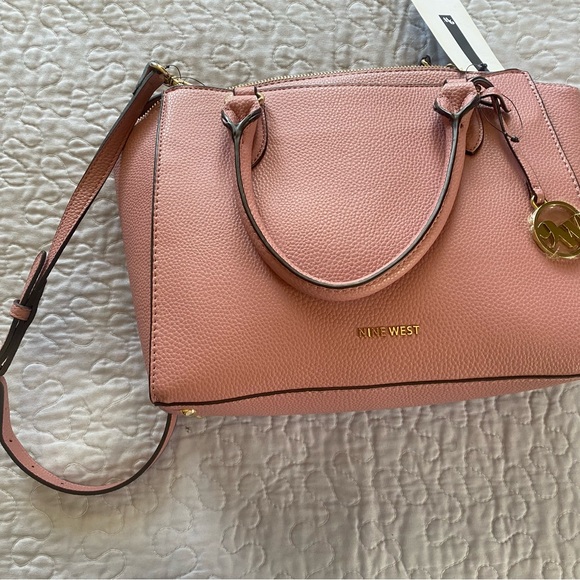 Nine West Pink Satchel with Gold Accents and Structured Design - Picture 5 of 5
